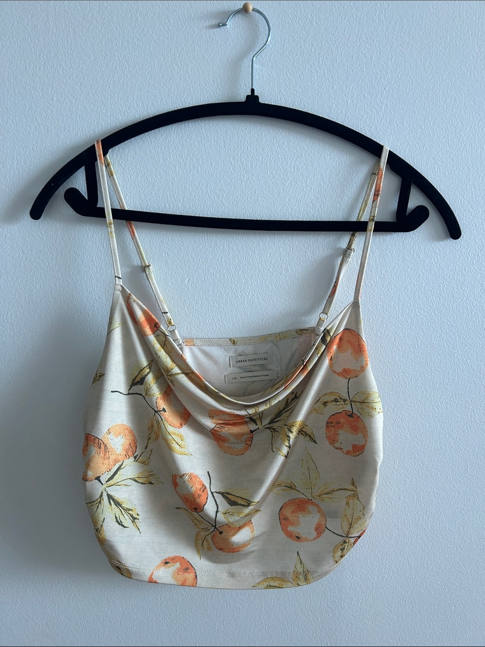 Urban Outfitters Cream & Orange Fruit Print Cowl Cami